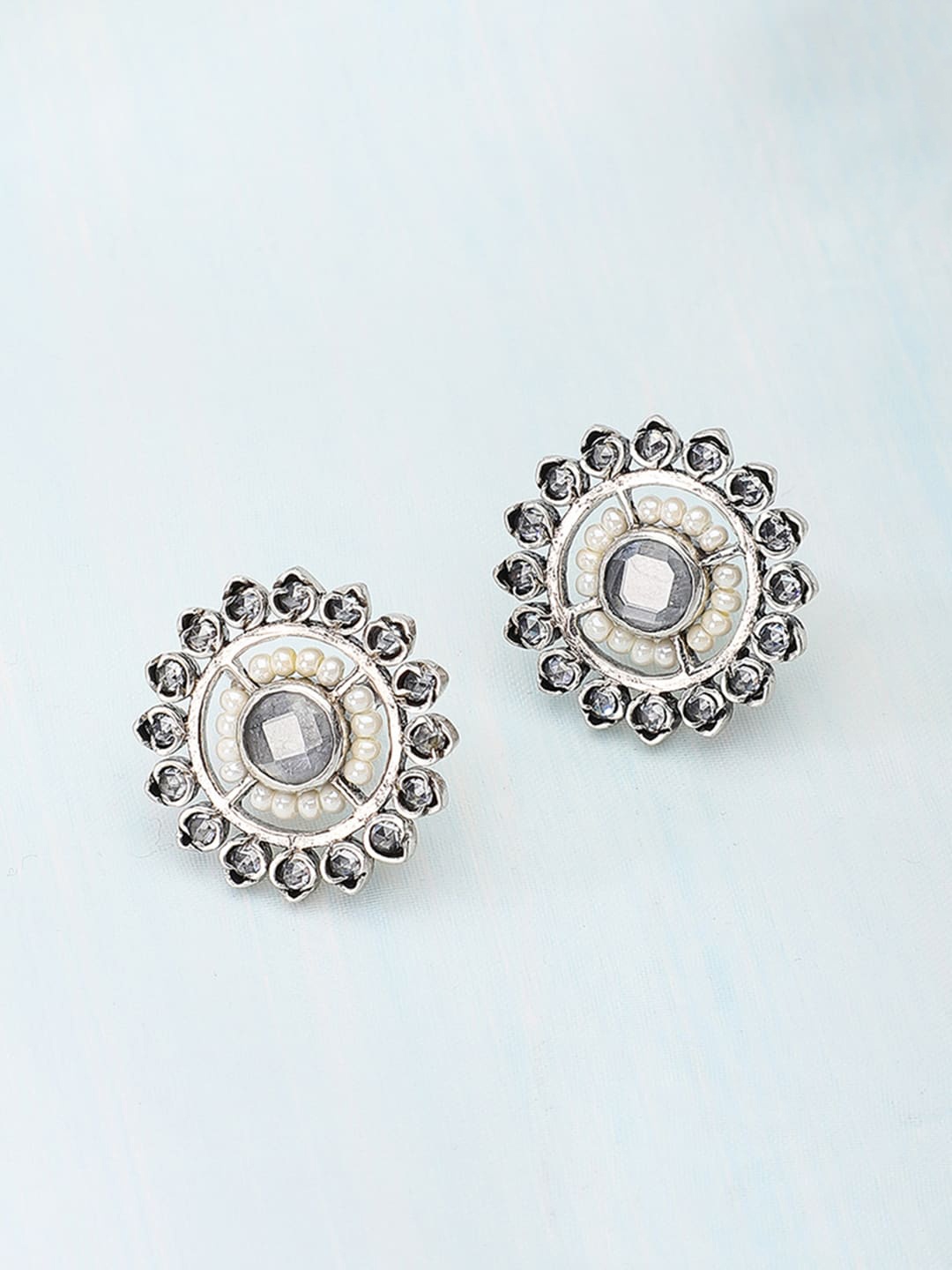 

Fabindia Silver-Toned Contemporary Studs Earrings