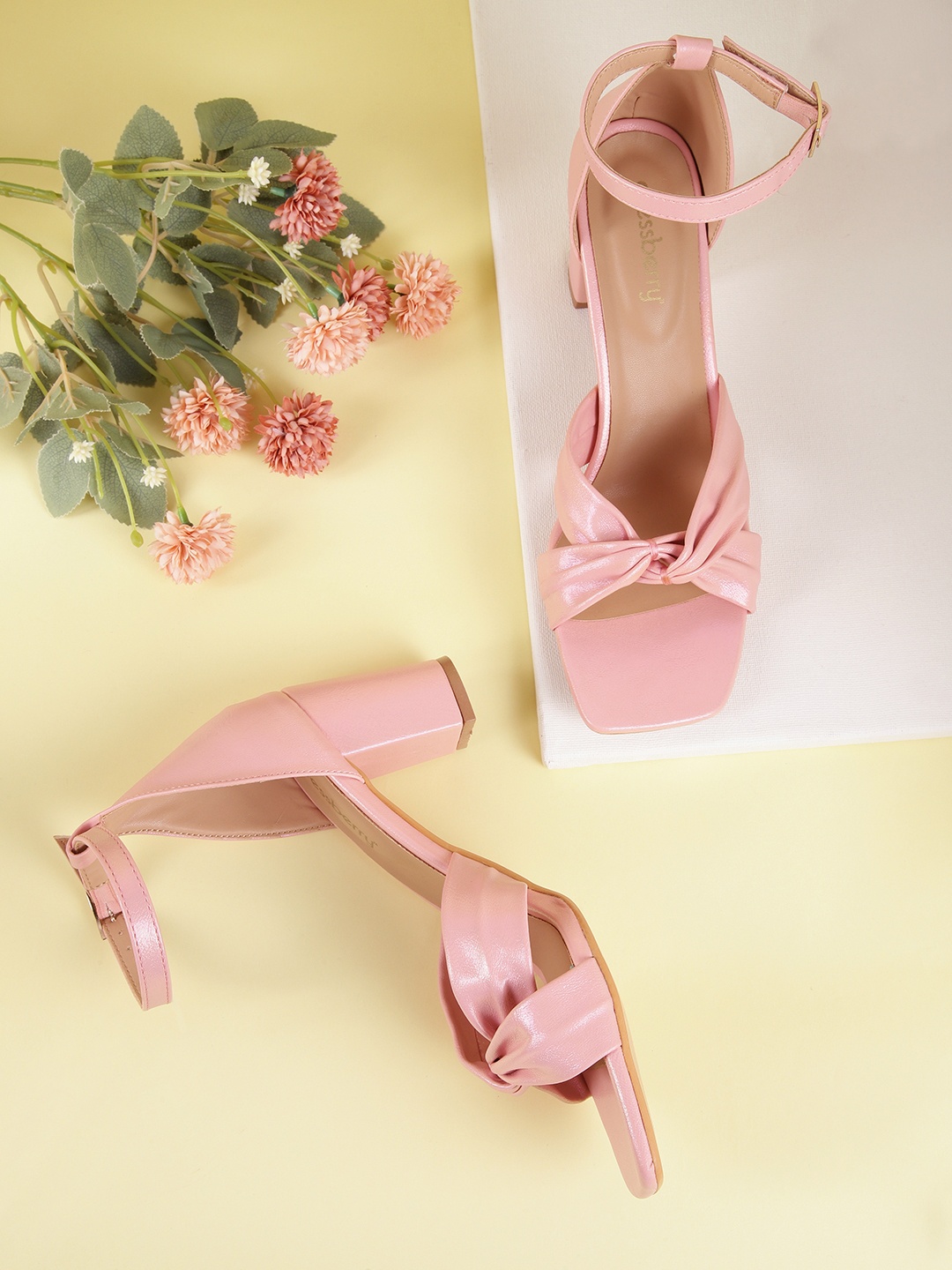 

DressBerry Shimmer Block Heels, Pink