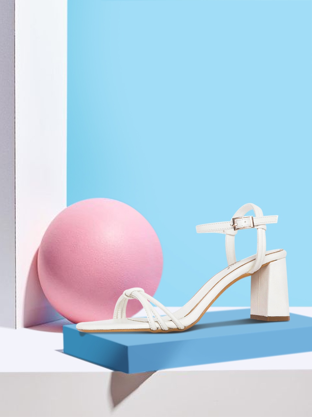 

DressBerry White Solid Block Heels