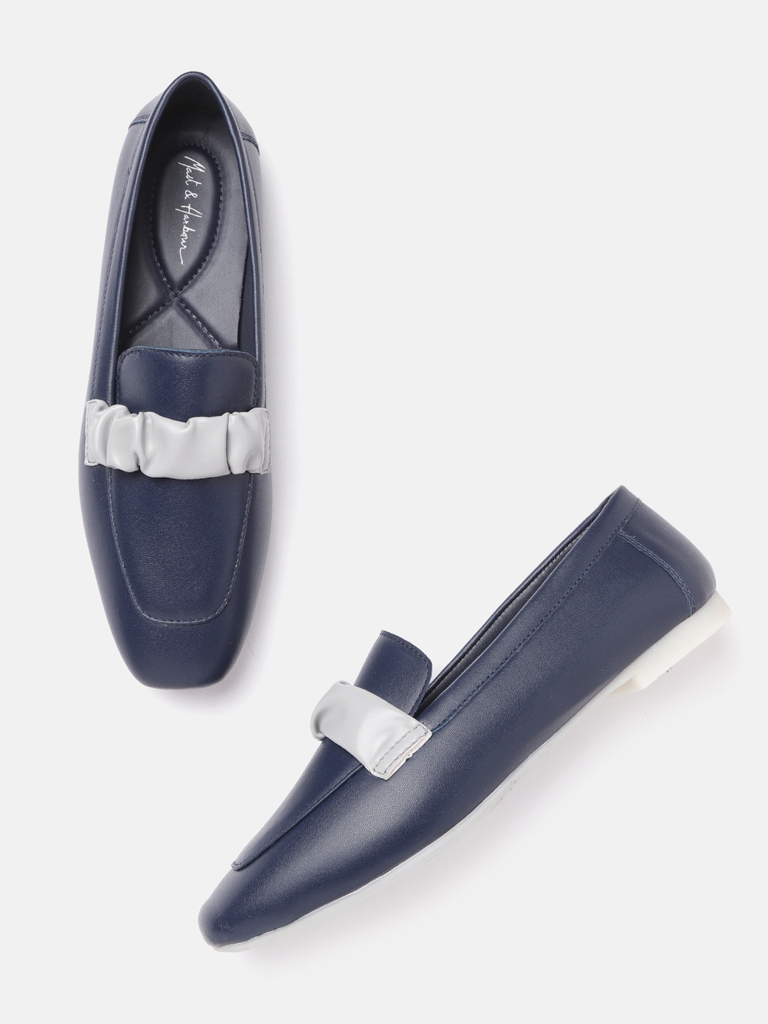 

Mast & Harbour Women Navy Blue & Grey Solid Slip-On Sneakers