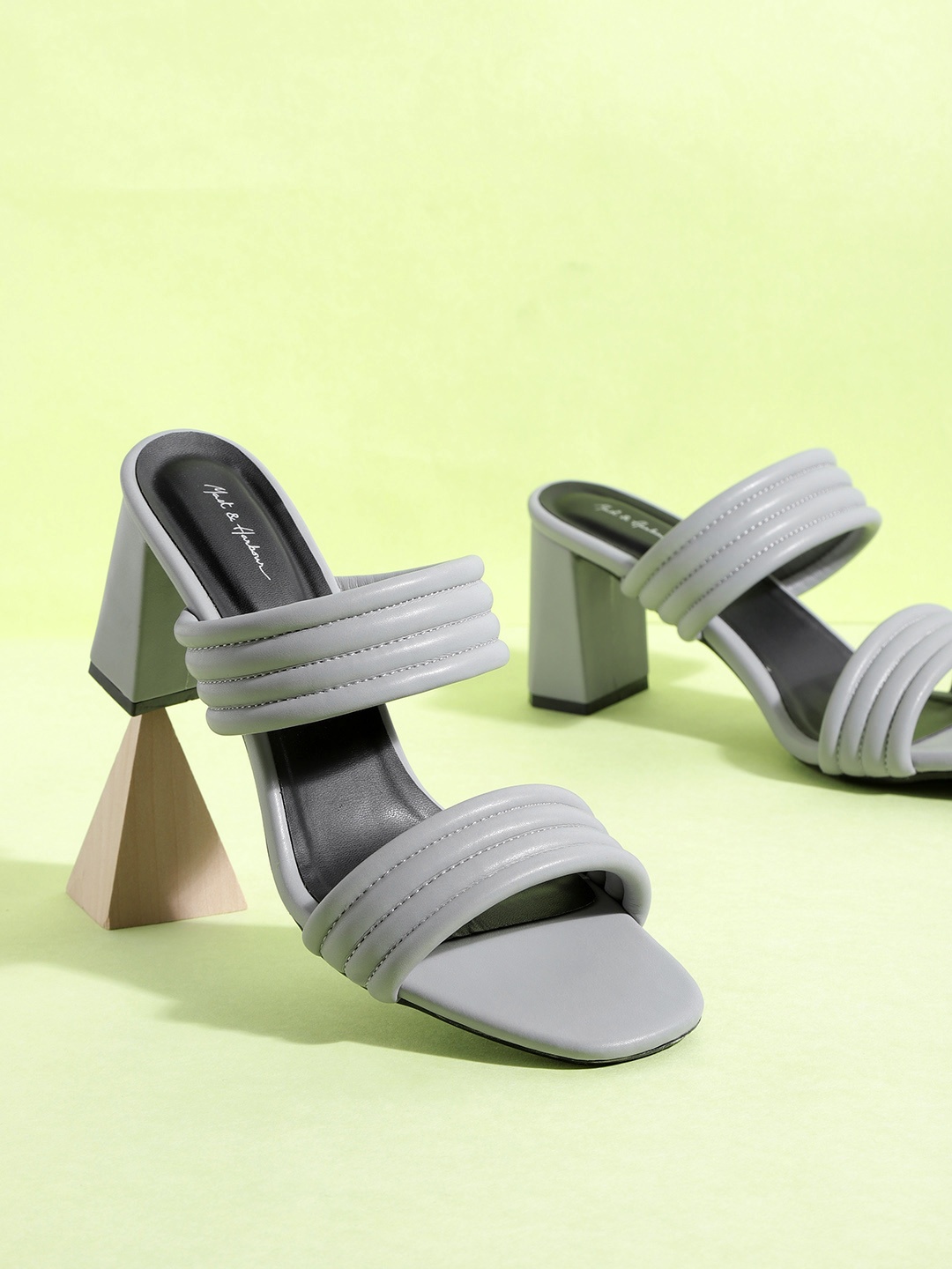 

Mast & Harbour Women Grey Solid Block Heel Sandals