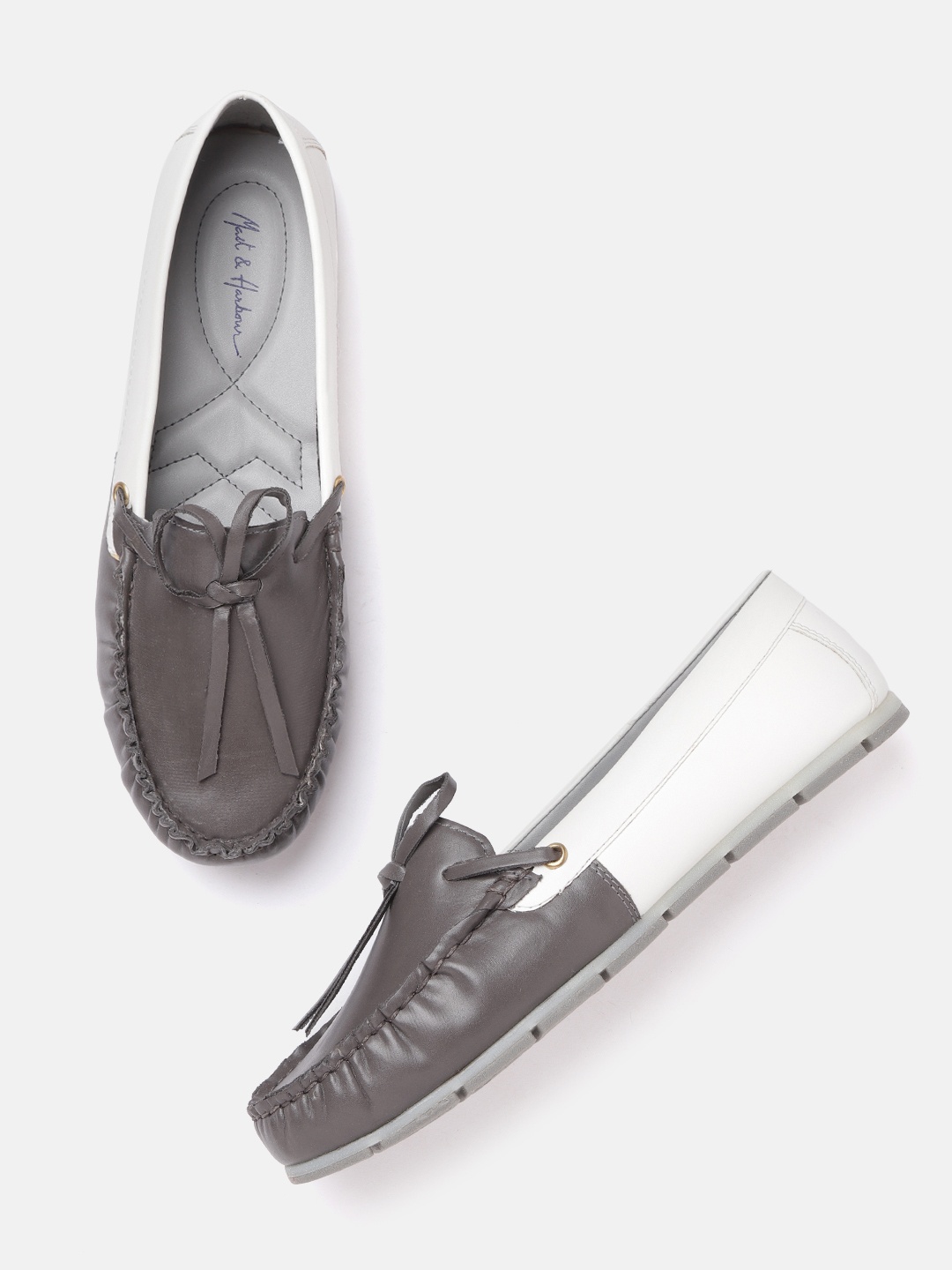 

Mast & Harbour Women Grey & White Colourblocked Loafers