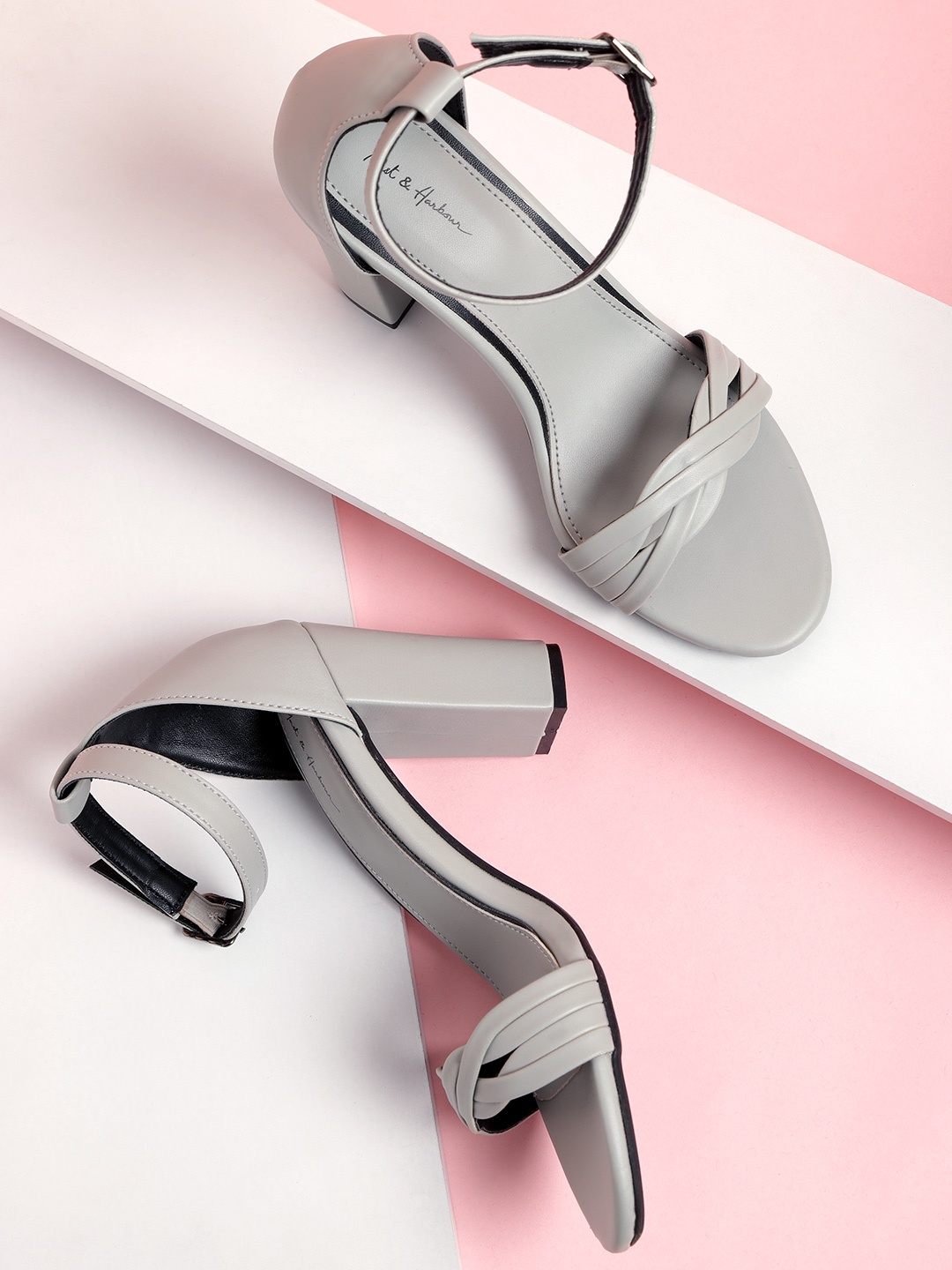 

Mast & Harbour Grey Solid Block Heels