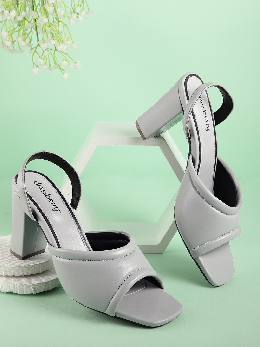 

DressBerry Women Grey Solid Block Heels