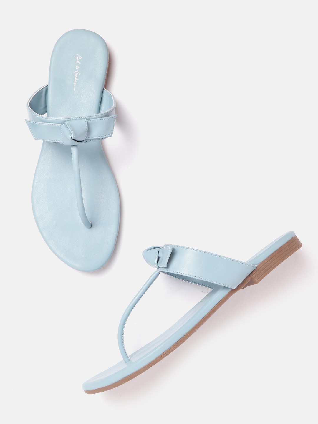 

Mast & Harbour Women Blue Solid T-Strap Flats with Bows