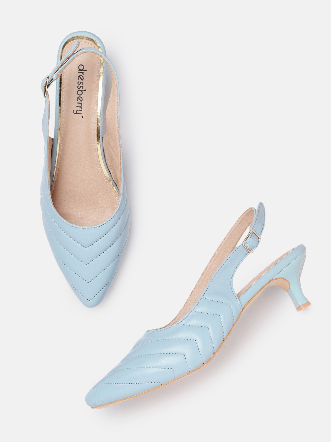

DressBerry Women Blue Solid Quilted Slim Heels