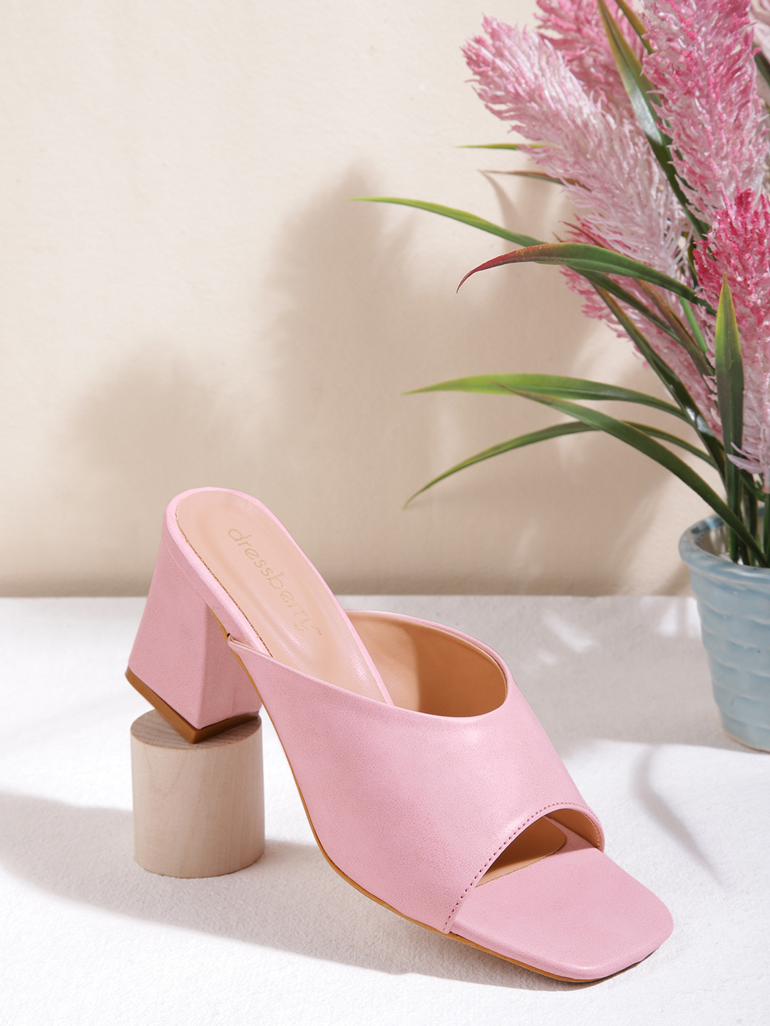 

DressBerry Women Pink Solid Block Heels