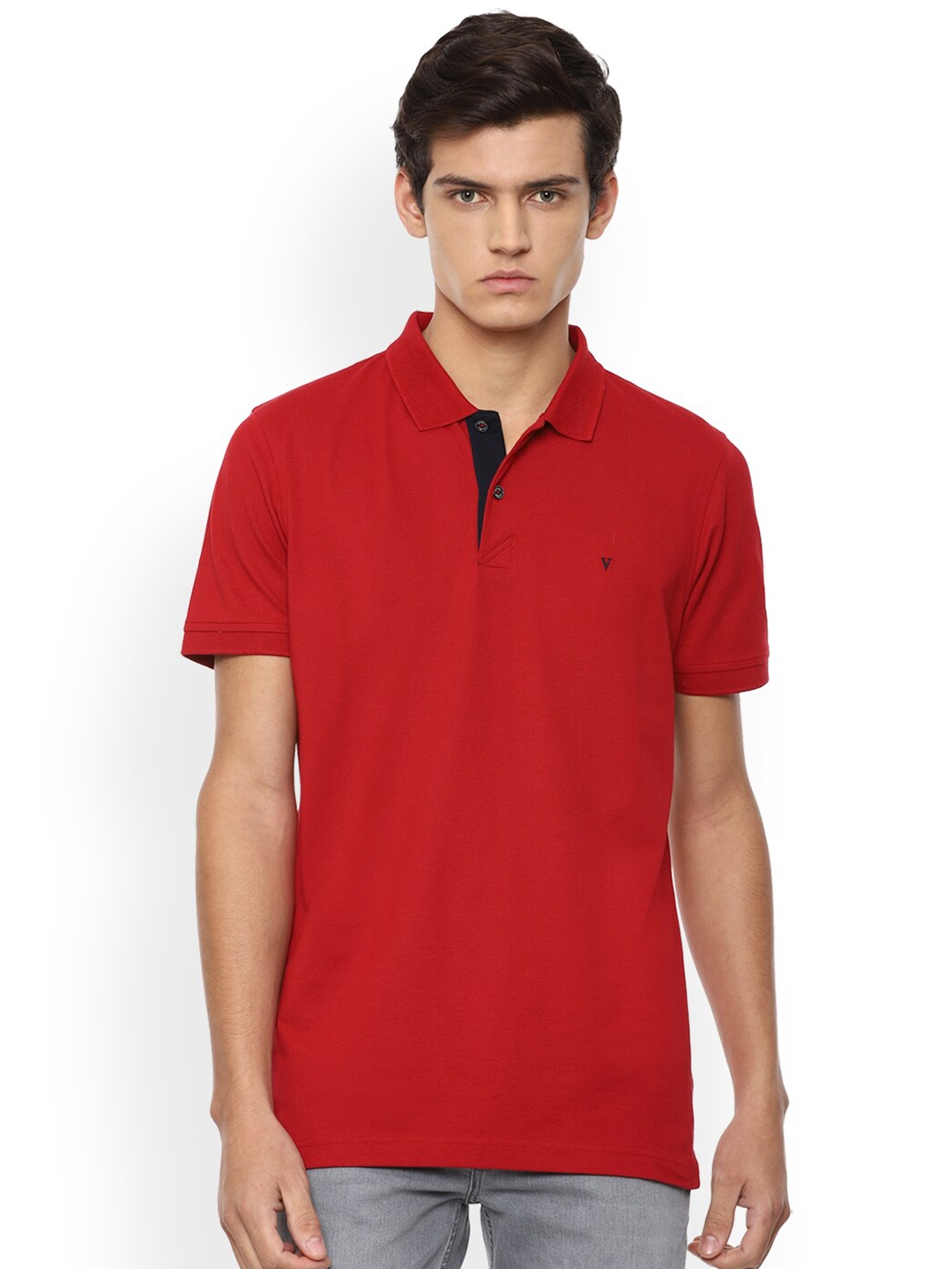 

Van Heusen Sport Men Red Solid Polo Collar T-shirt