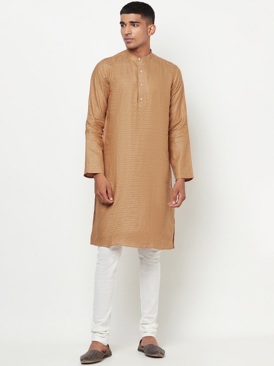 

Fabindia Men Camel Brown & Off White Kurta