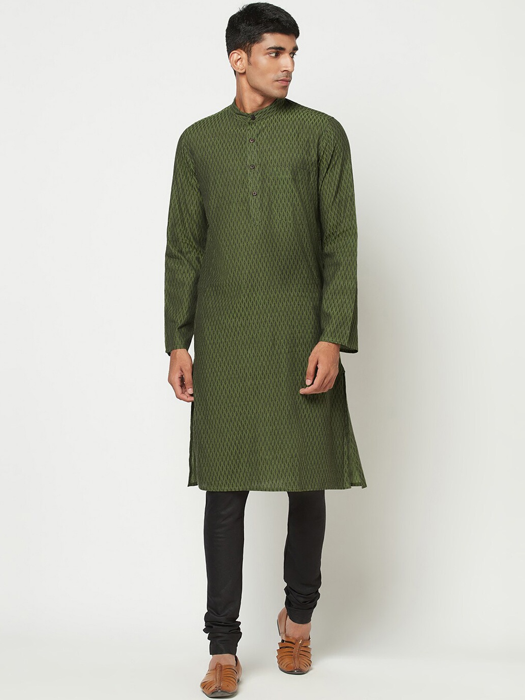 

Fabindia Men Green Cotton Kurta
