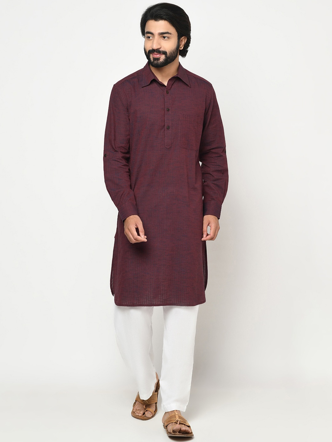 

Fabindia Men Maroon Pathani Kurta