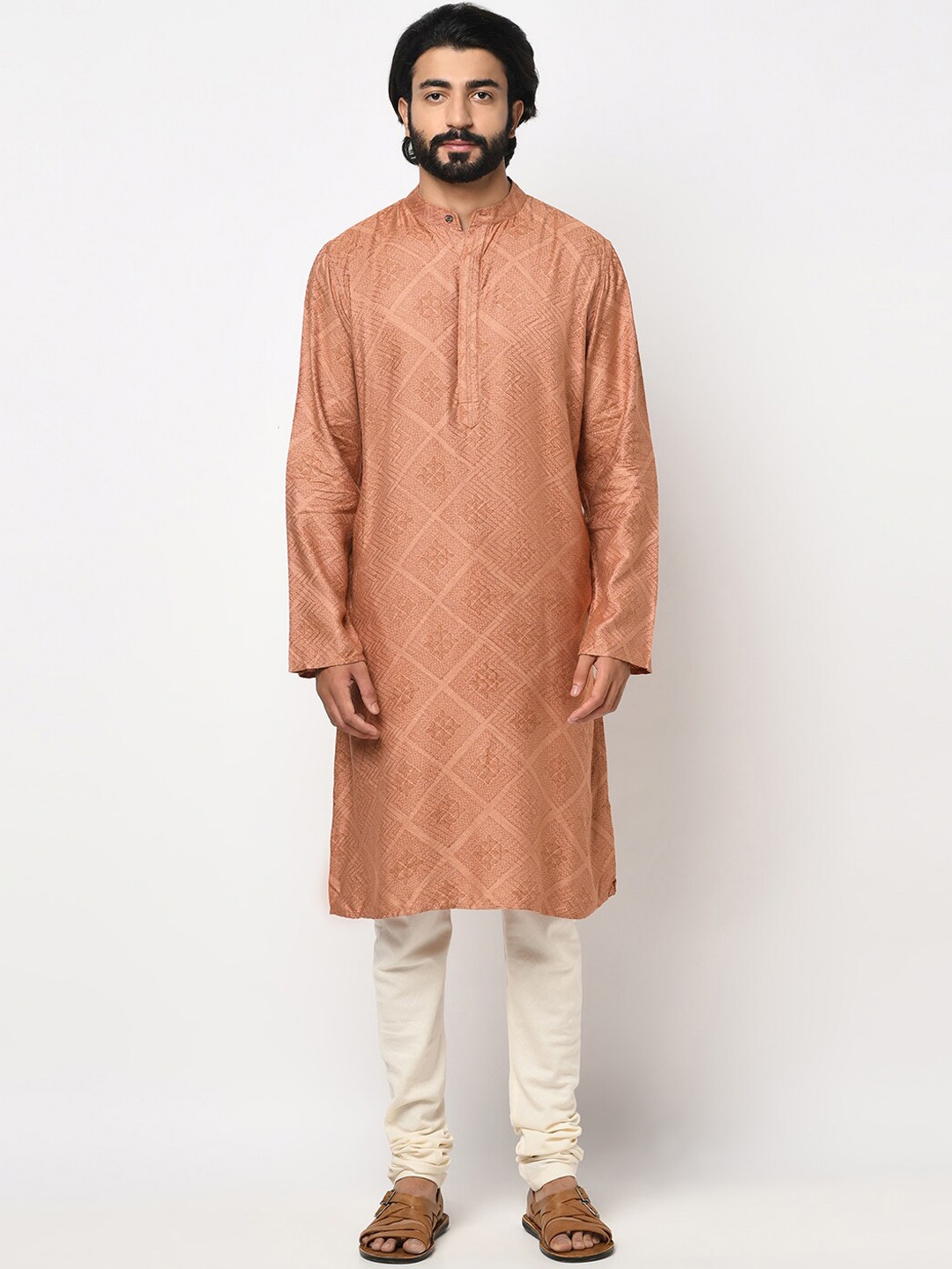 

Fabindia Men Peach-Coloured Ethnic Motifs Printed Kurta