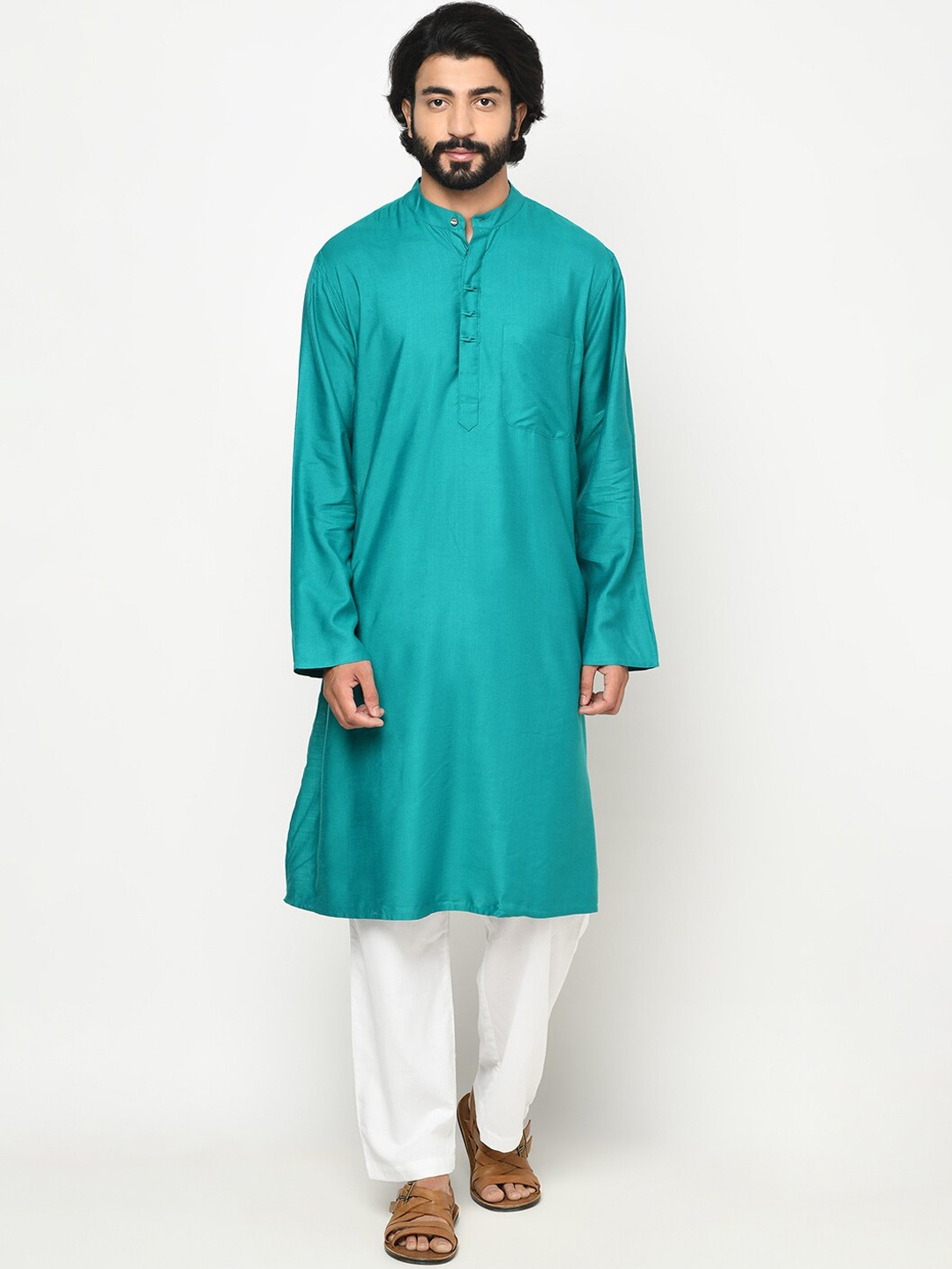 

Fabindia Men Turquoise Blue Kurta