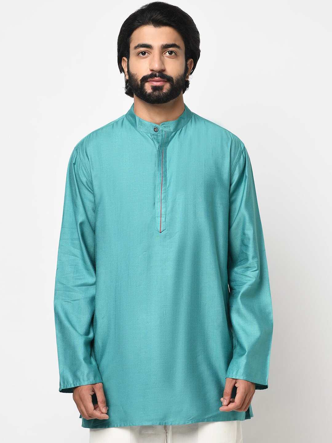 

Fabindia Men Teal Quirky Colourblocked Gotta Patti Kurta