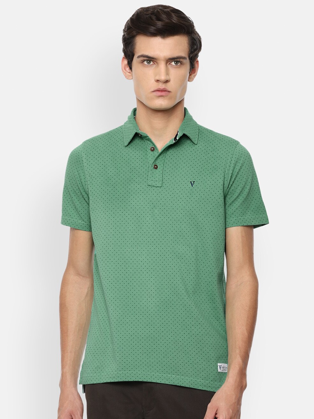 

VAN HEUSEN DENIM LABS Men Green Polo Collar T-shirt