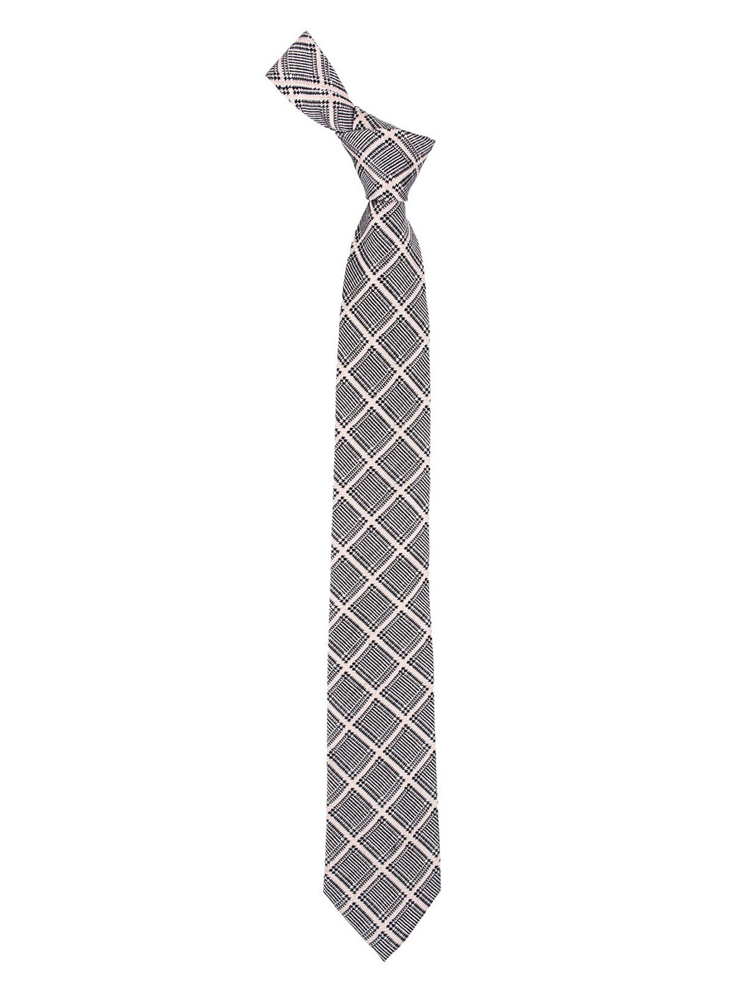 

The Tie Hub Men Black & Grey Plaid Wool And Silk Skinny Tie