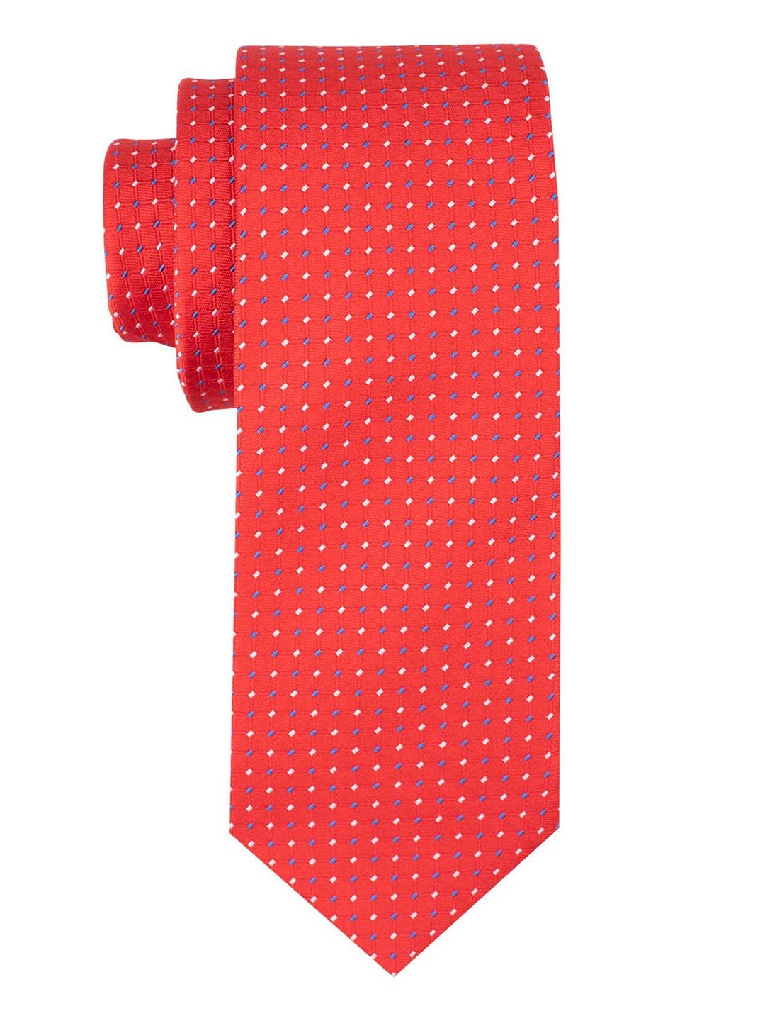 

The Tie Hub Men Red & Blue Woven Design Skinny Tie