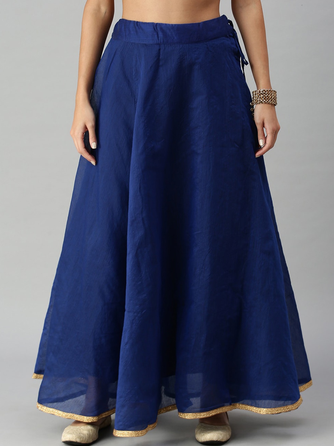 

De Moza Women Blue Solid Flared Maxi Skirt