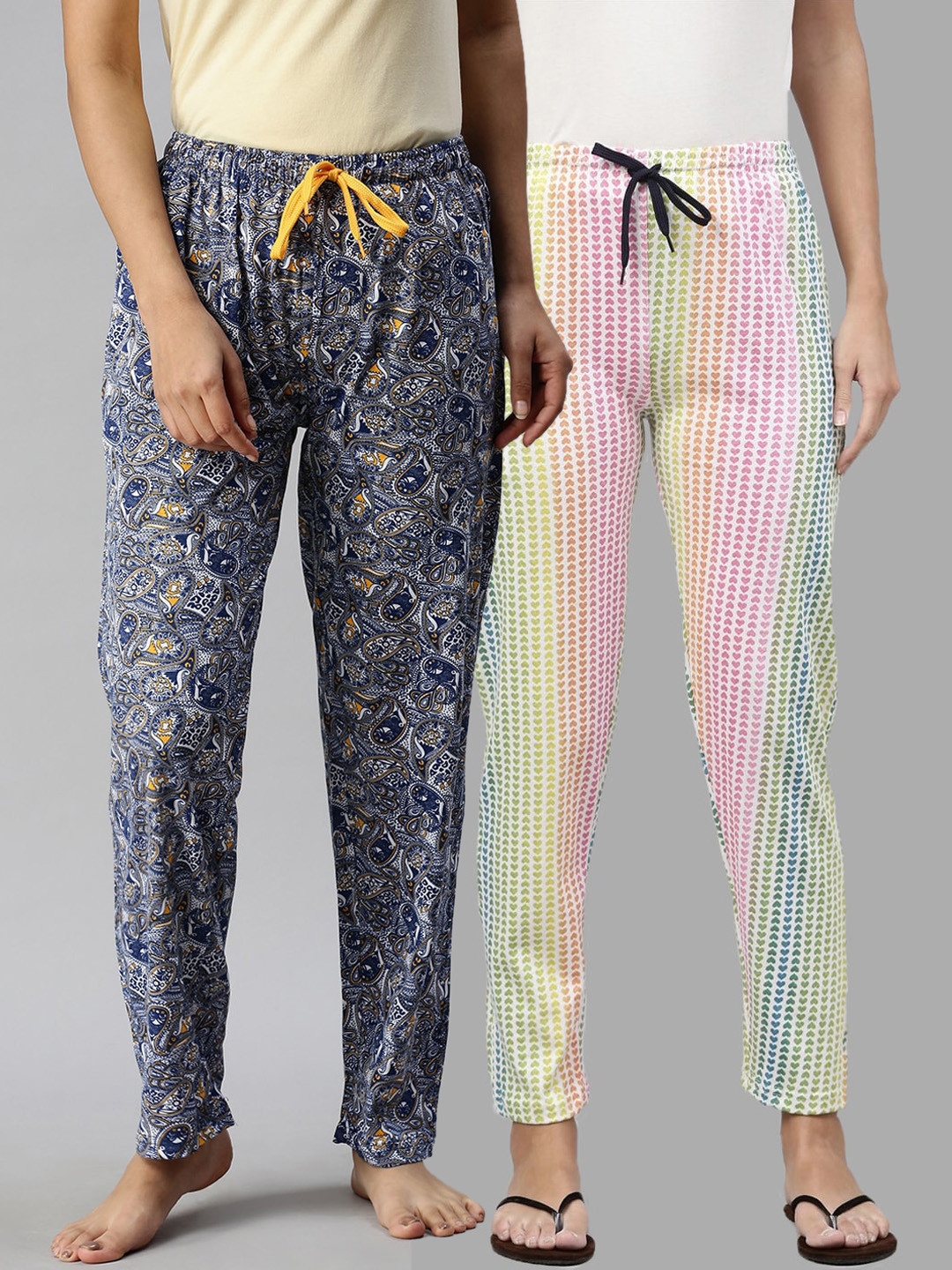 

Kryptic Women Pack Of 2 Pure Cotton Lounge Pants, Blue
