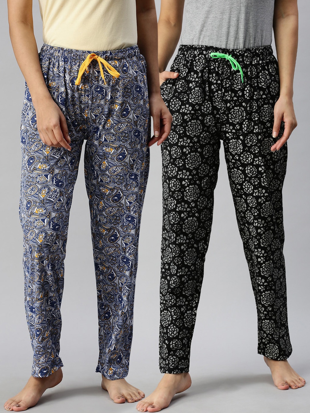 

Kryptic Women Pack Of 2 Pure Cotton Lounge Pants, Blue