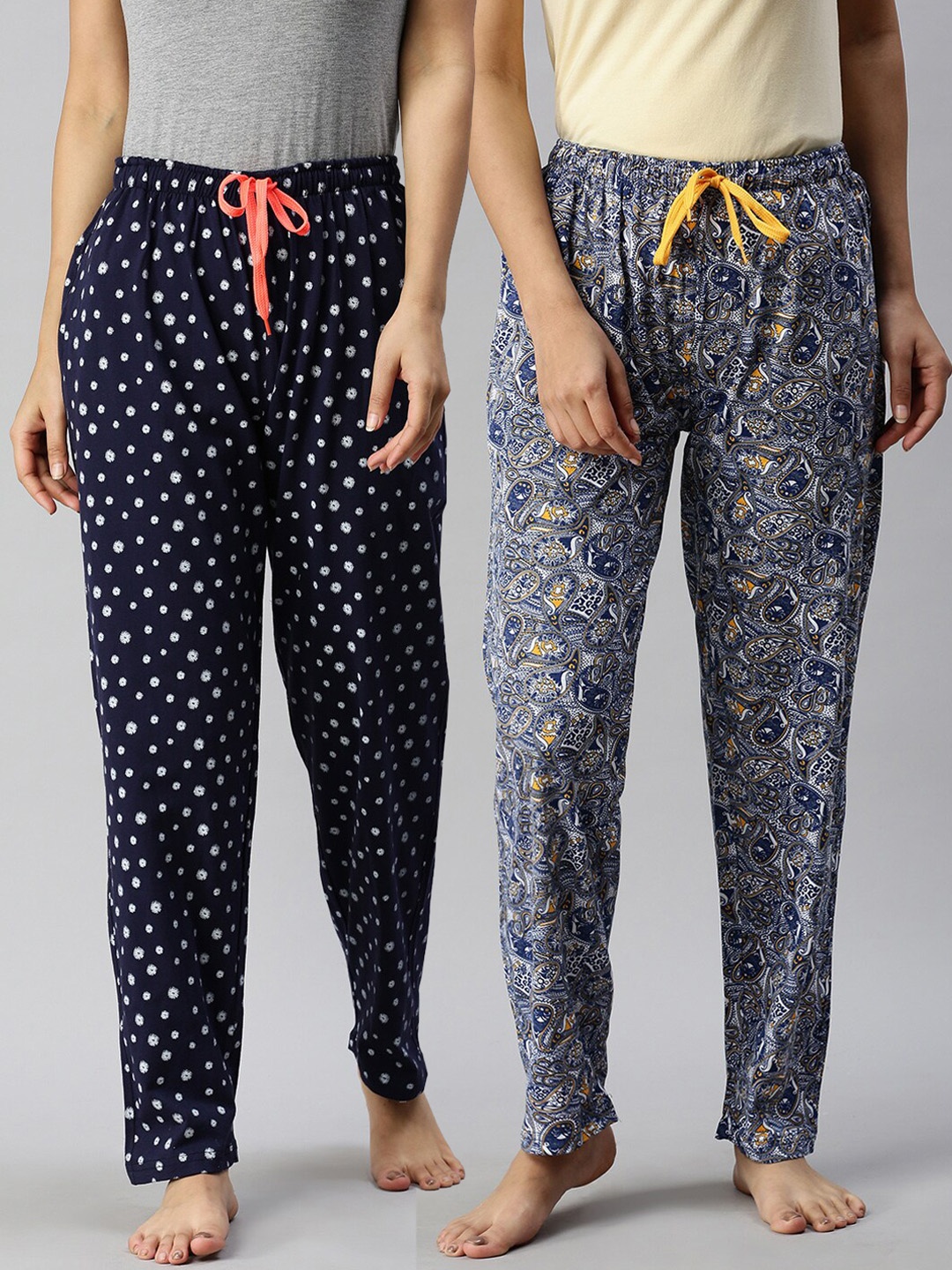 

Kryptic Women Pack Of 2 Pure Cotton Lounge Pants, Navy blue