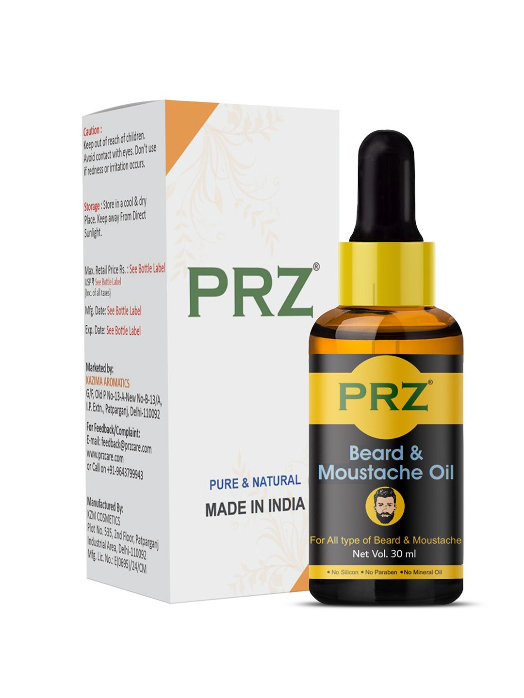 

PRZ Men Beard & Moustache Oil 30 ml, Yellow