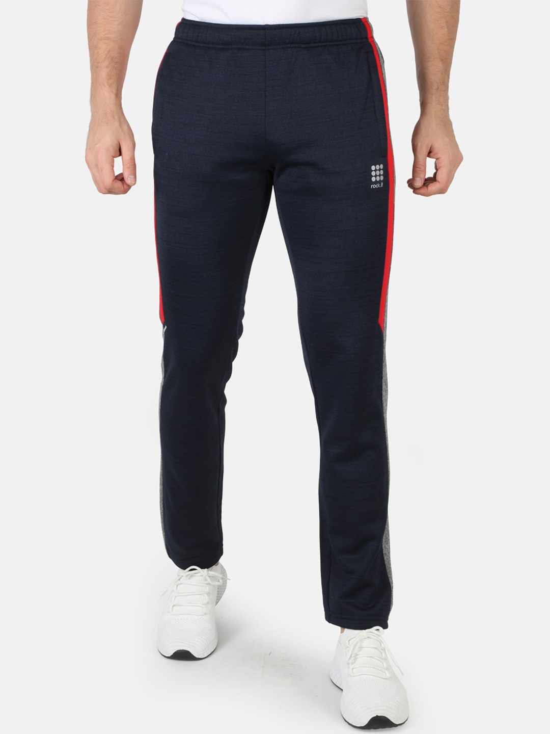 

rock.it Men Navy Blue & Red Solid Track Pants