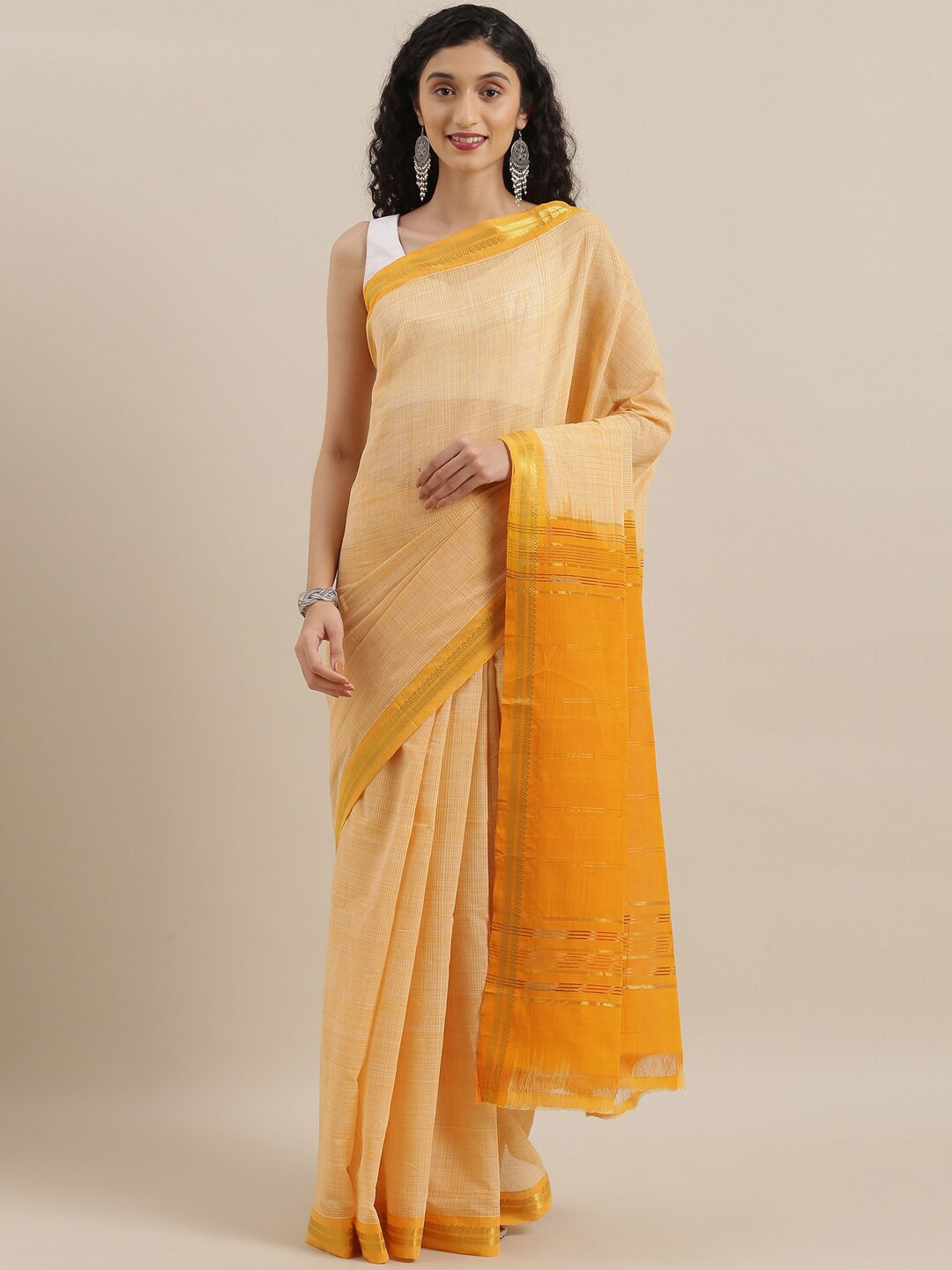 

The Chennai Silks Mustard Woven Design Andhra Pure Cotton Saree