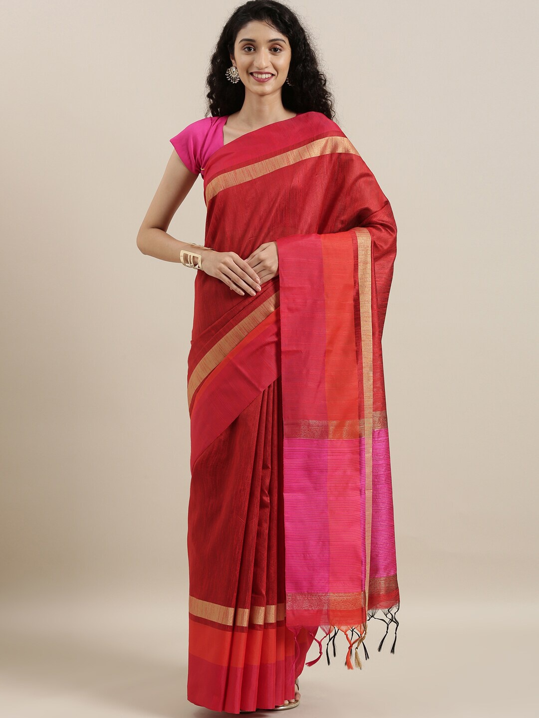 

The Chennai Silks Red & Pink Banarasi Saree