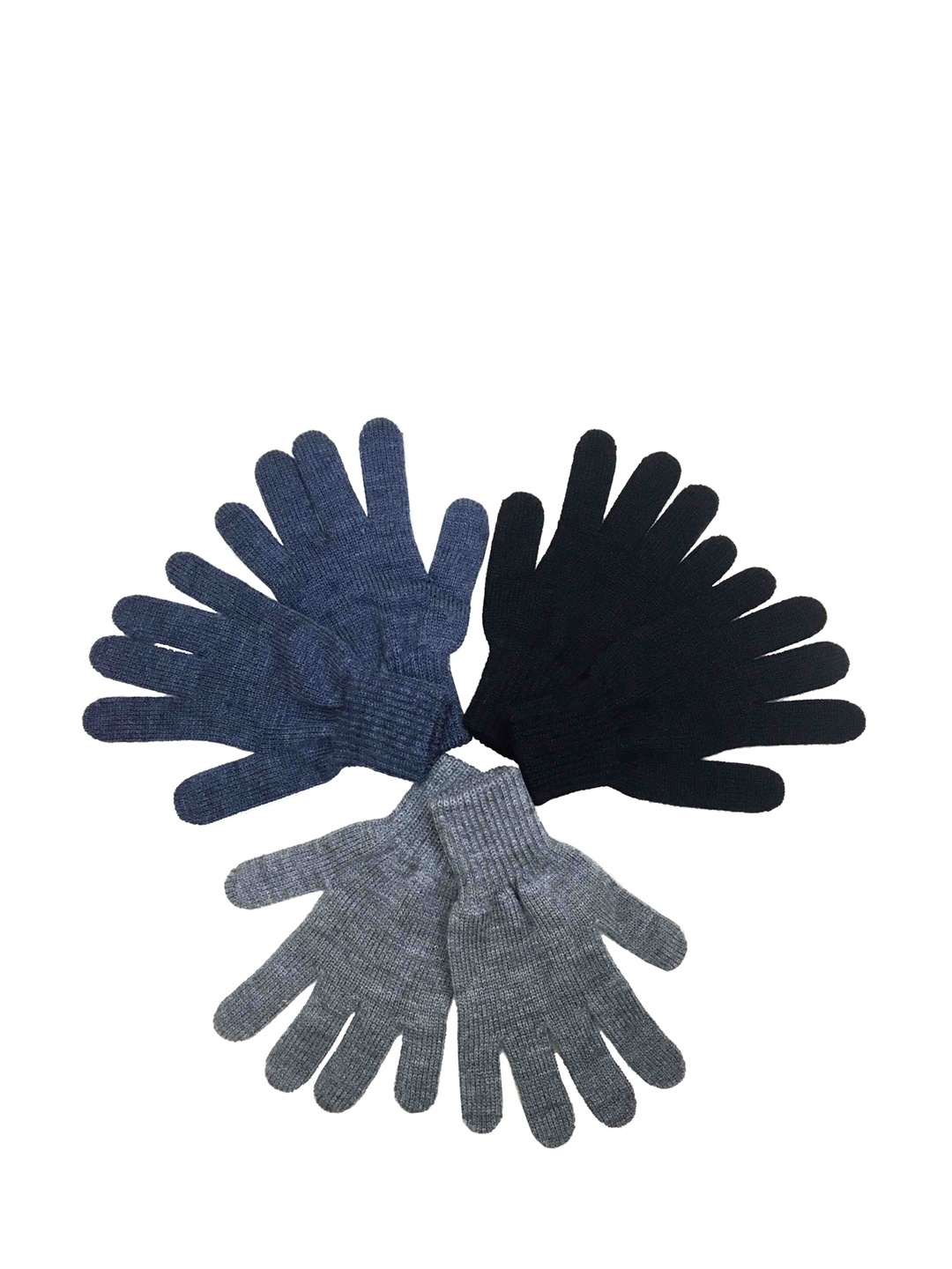

Gajraj Men Pack of 3 Woolen Winter Gloves, Black