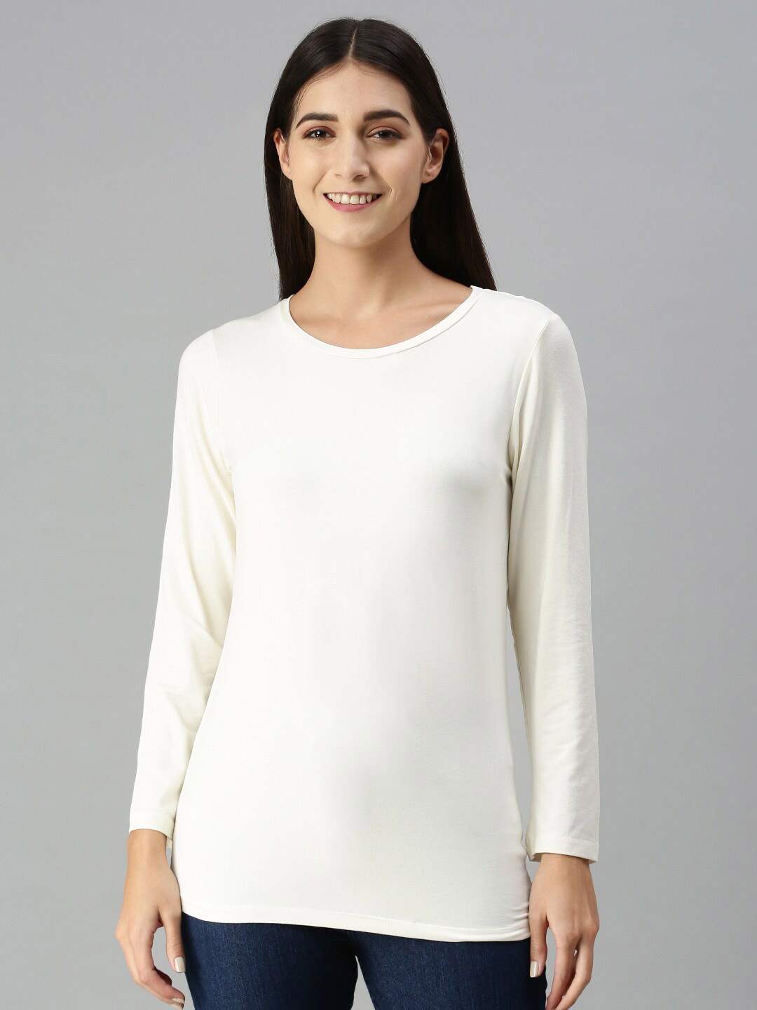 

De Moza Women Off White Loose T-shirt