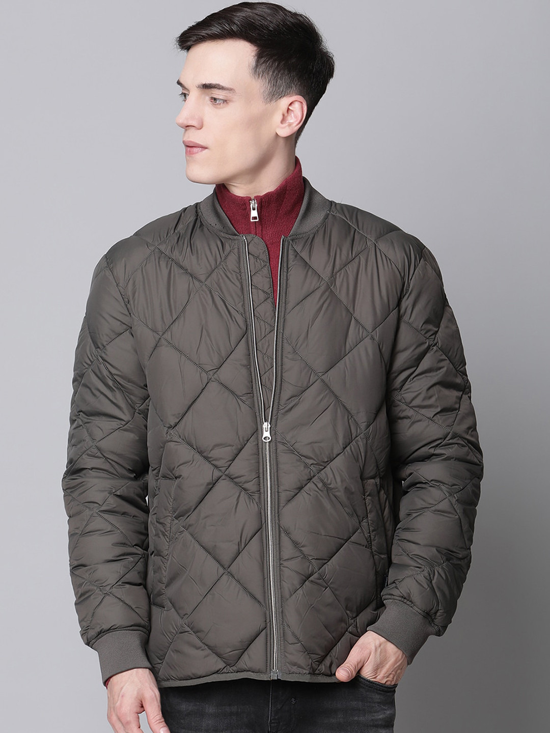 

LINDBERGH Men Olive Green Lightweight Quilted Jacket