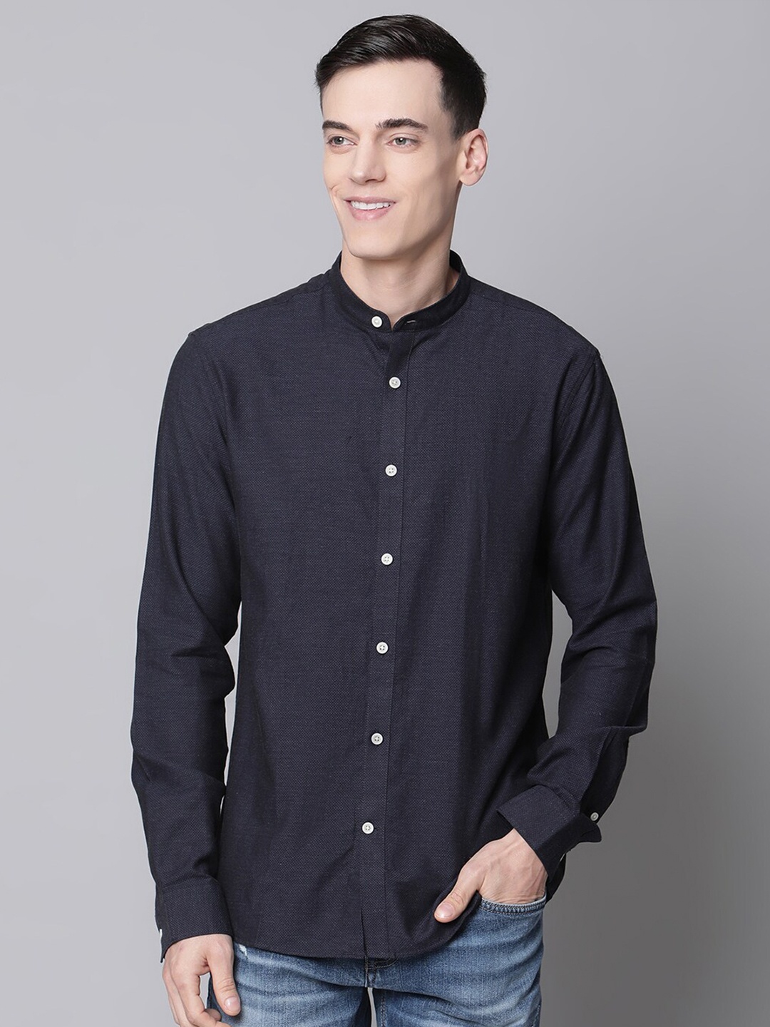 

LINDBERGH Men Blue Slim Fit Pure Cotton Opaque Casual Shirt