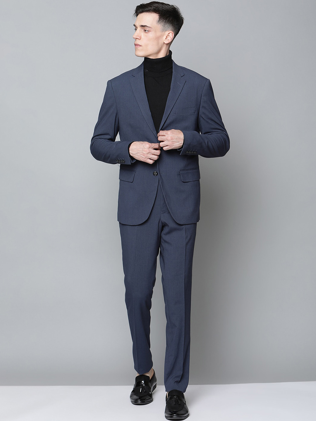 

LINDBERGH Men Navy Blue Solid Slim-Fit Formal 2- Piece Suit
