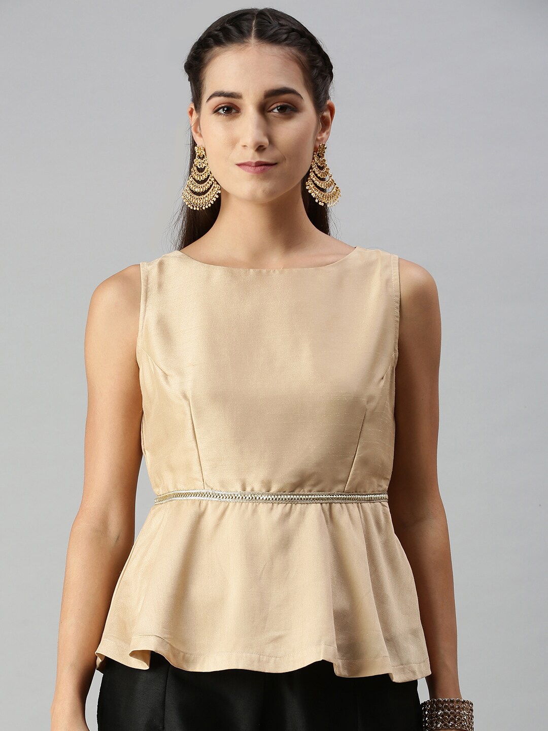 

De Moza Beige Peplum Top