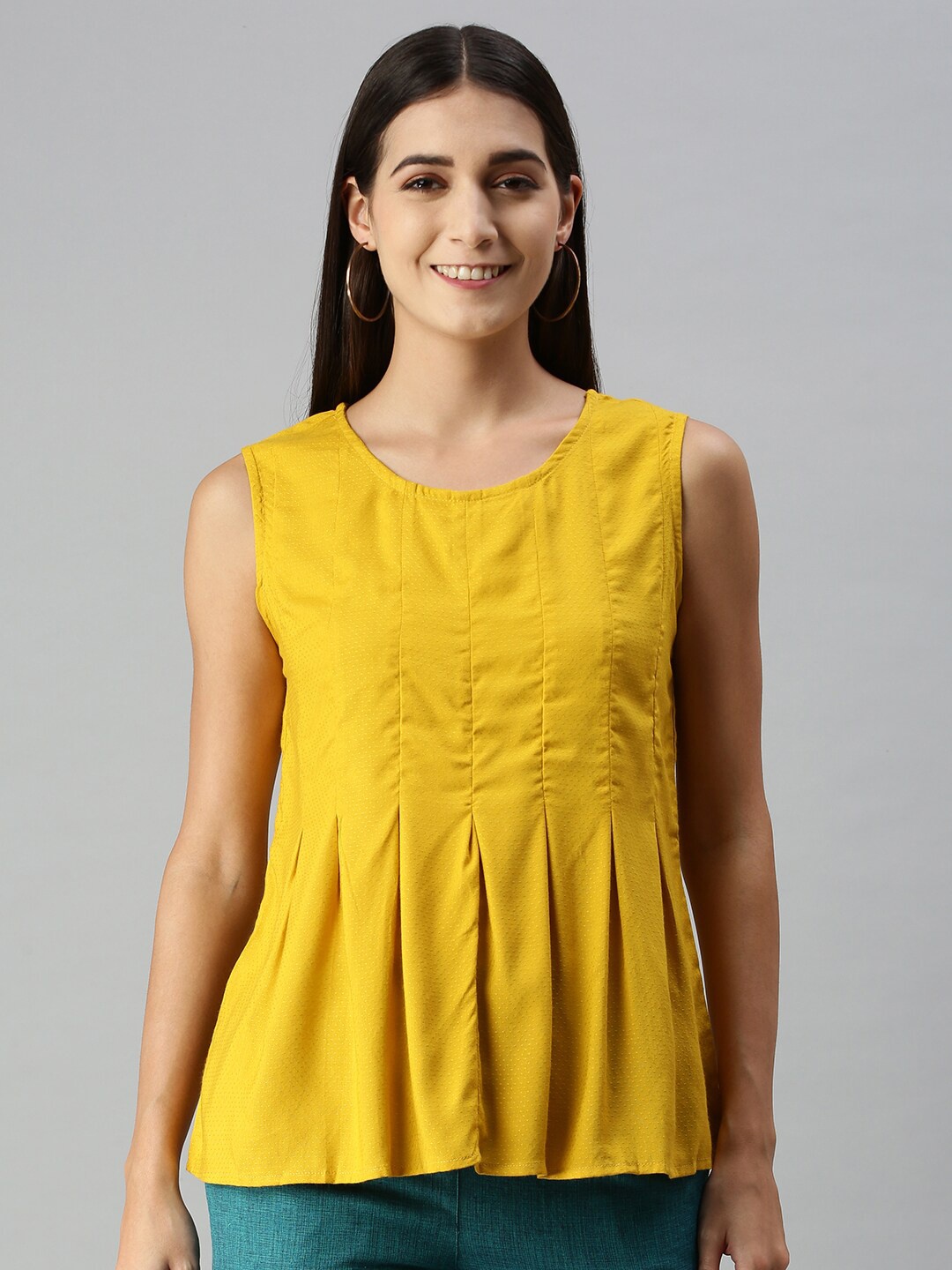 

De Moza Mustard Yellow A-Line Top