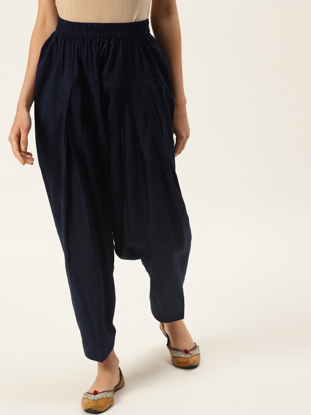 

Molcha Women Navy Blue Solid Pure Cotton Loose Fit Salwar