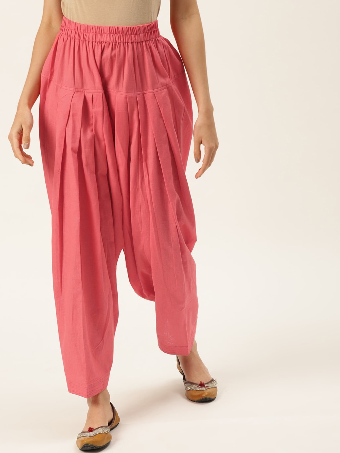 

Molcha Women Peach Solid Pure Cotton Salwar