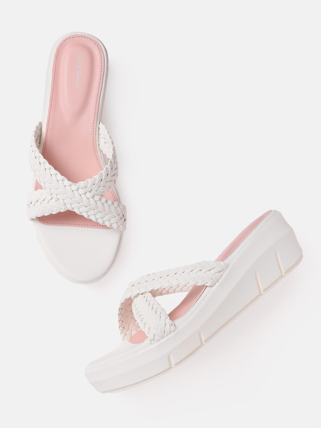 

Mast & Harbour White Woven Design Wedges