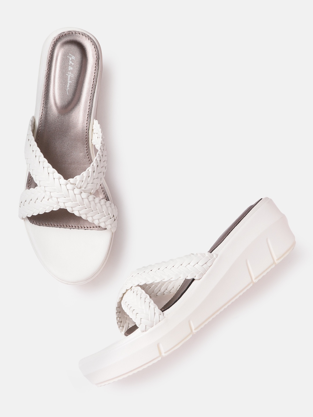 

Mast & Harbour White Woven Design Wedges