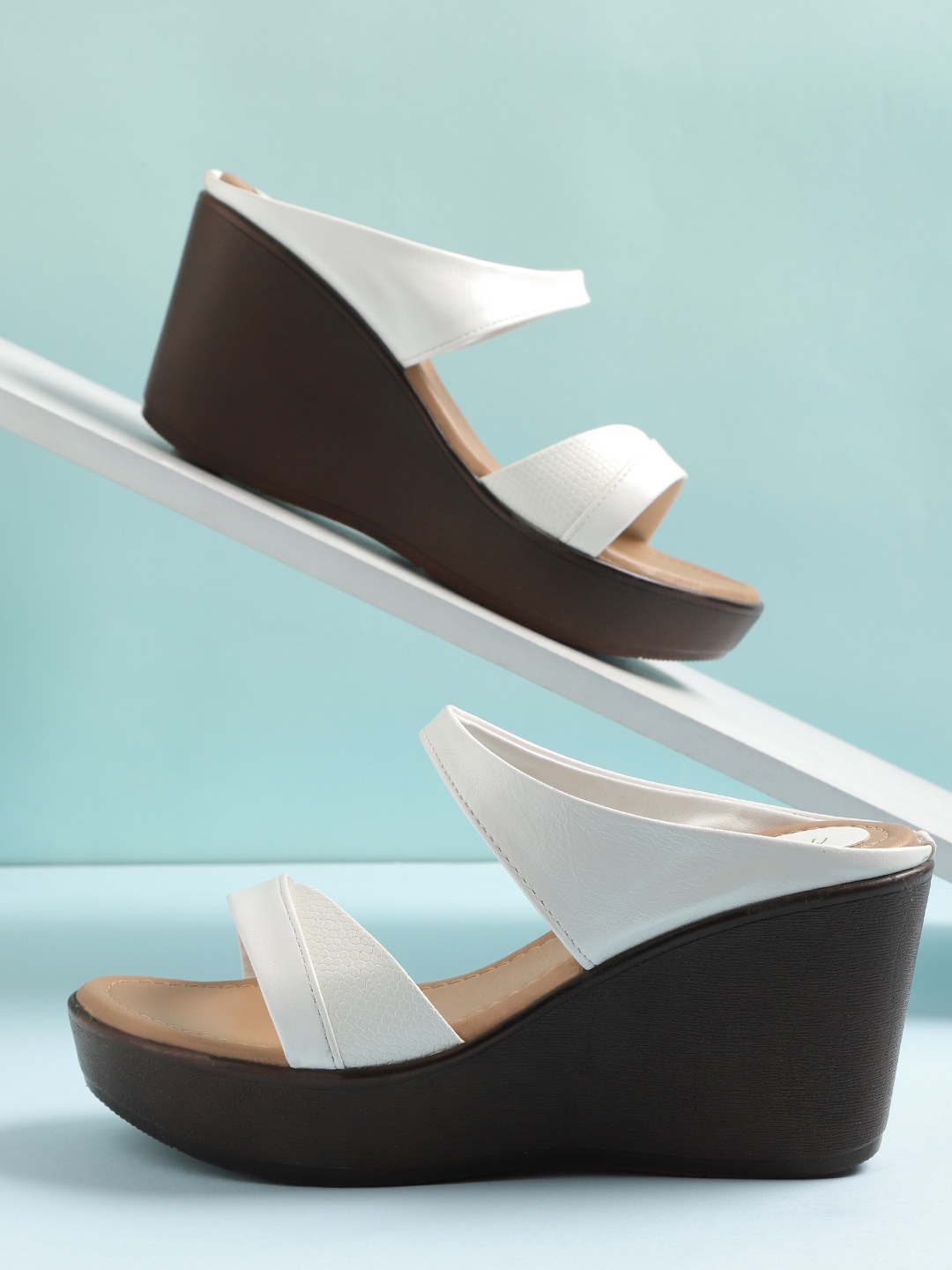 

Mast & Harbour White Solid Wedge Heels