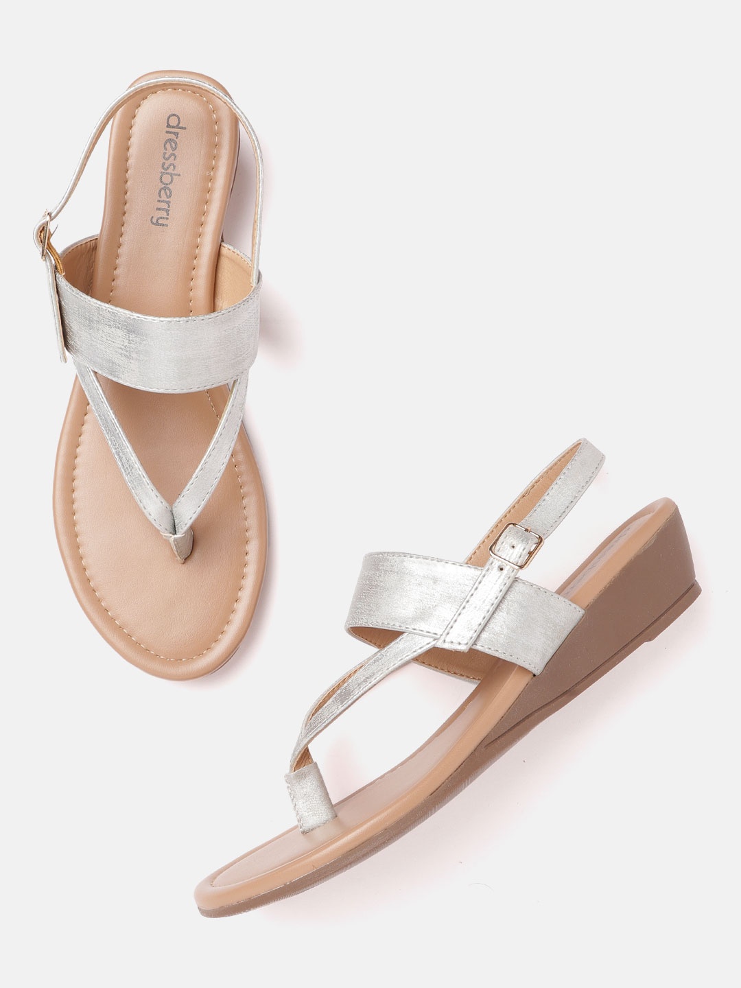 

DressBerry Women Silver-Toned Wedges