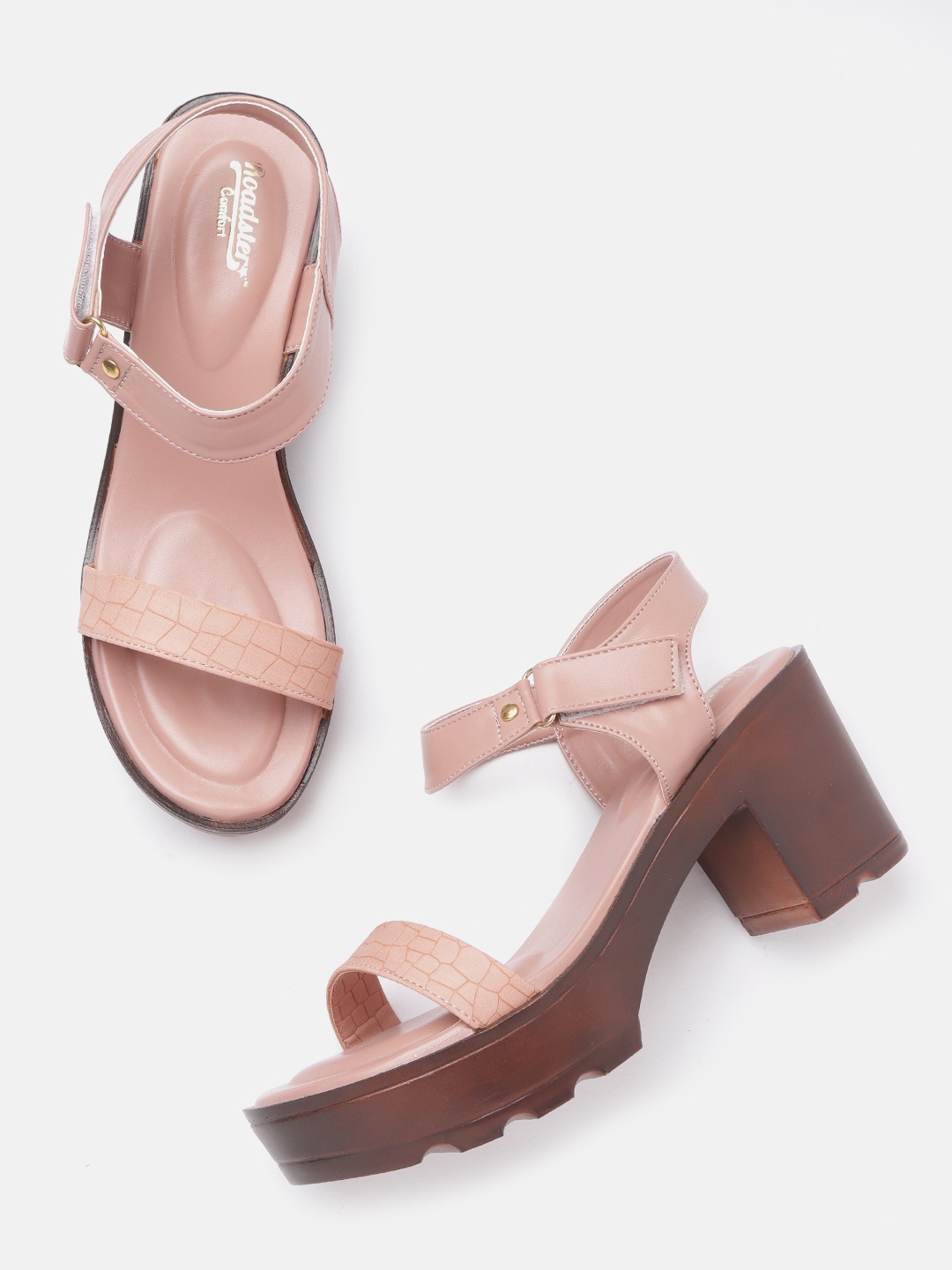 

Roadster Dusty Rose Pink Croc Textured Platform Heels