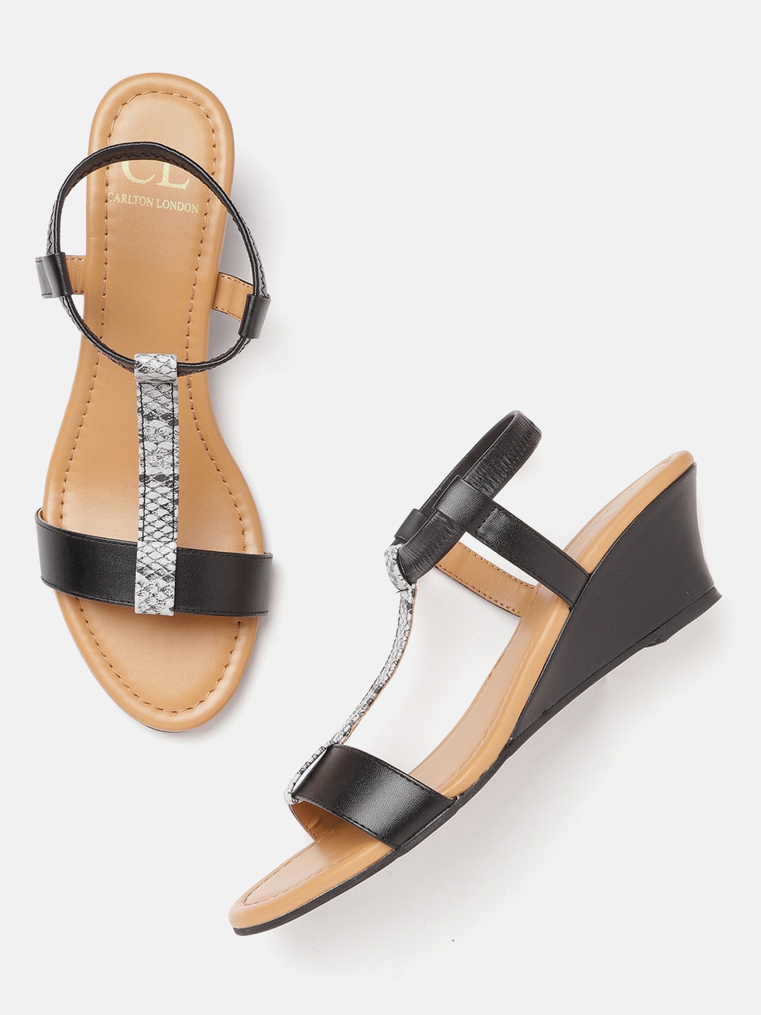 

Carlton London Black & Grey Snakeskin Textured Wedges