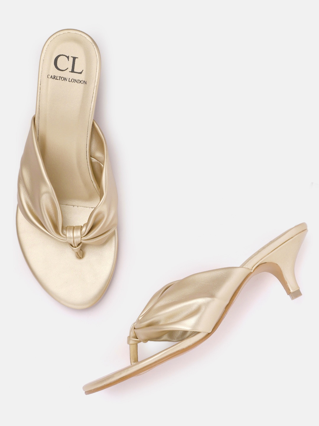 

Carlton London Muted Gold-Toned Solid Kitten Heels