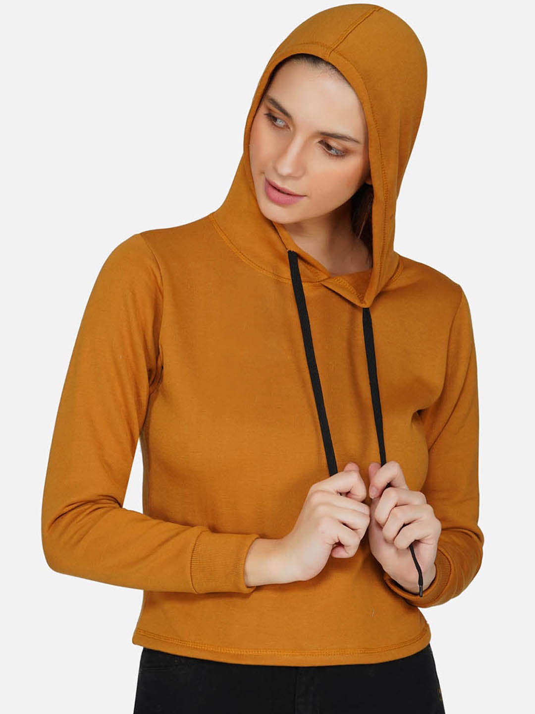 

NEU LOOK FASHION Women Mustard Hooded Sweatshirt