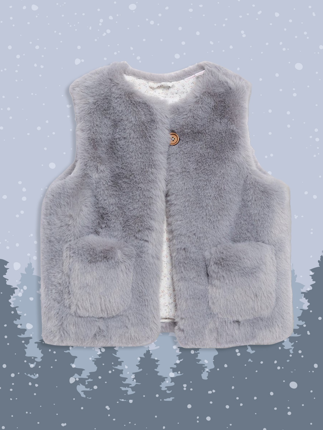 

Mango Kids Girls Grey Solid Sleeveless Jacket