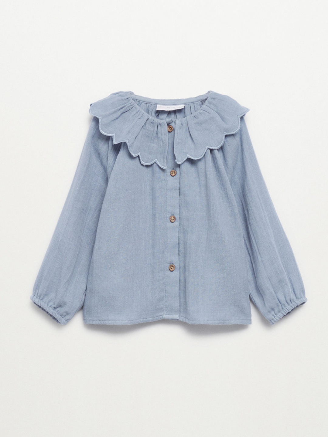 

Mango Kids Girls Blue Cotton Solid Babydoll Collar A-Line Top