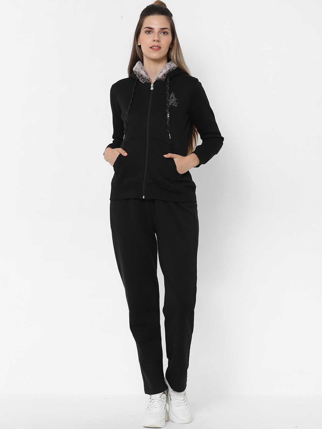 

Sweet Dreams Women Black Solid Winter Tracksuits