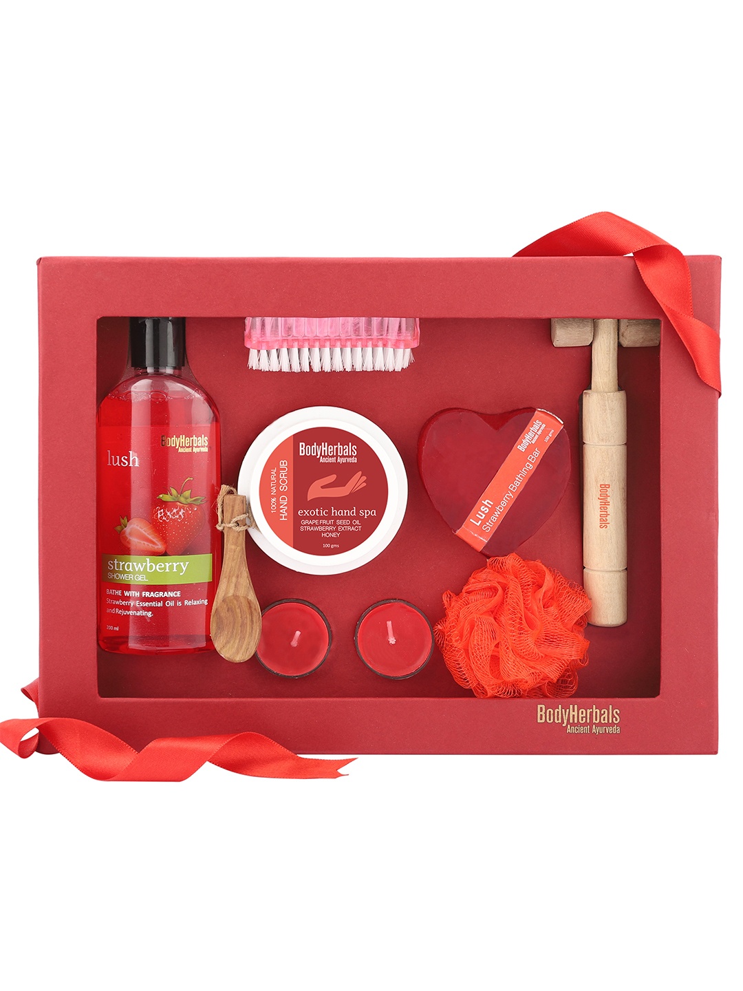 

BodyHerbals 8 Pcs Strawberry Essentials Gift Box, Red